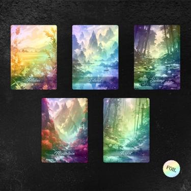 Imagem de Proxy Cards for Magic The Gathering, Alternative Custom Art DIY Cards, Ink Style Basics,Foil