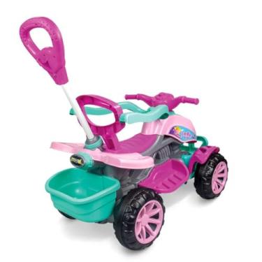 Imagem de Quadriciclo Infantil Lady Star, Rosa e Verde, Carrinho de Passeio e Pedal, 9-24 Meses, Capacidade 30kg