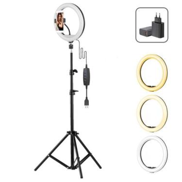 Imagem de Iluminador LED Ring Light 30cm BiColor 20W Tripé e Suporte - WorldView