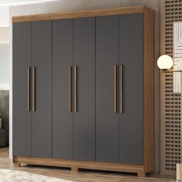 Imagem de Guarda-roupa 06 Portas 2 Gavetas Mdp Toledo Jatobá/grafitte