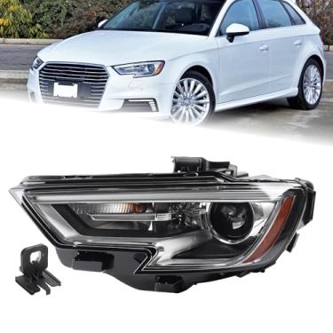 Imagem de KAMDKI Conjunto de farol LH HID/Xenon adequado para Audi A3 RS3 S3 Sportback E-Tron Quattro 2017-2020 2017-2020 inclui módulo de controle de feixe alto/baixo LED 8V0941043G AU2502207