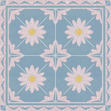 Imagem de HOMETITUTE 10 peças de 30,5 x 30,5 cm com glitter margarida descasque e cole adesivos removíveis para piso de vinil DIY para cozinha, banheiro, sala de estar, entrada, decoração de casa