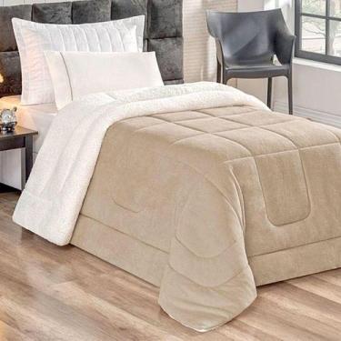 Imagem de Coberdrom Solteiro Dupla Face Com Manta E Sherpa - Malular, Avelã