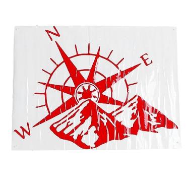 Imagem de Bússola de carro Padrão Decalques Elegante Durável Impermeável Scratch Resistant Janela Traseira Adesivo Decorativo Forte Universal para Todos os Carros (Vermelho)