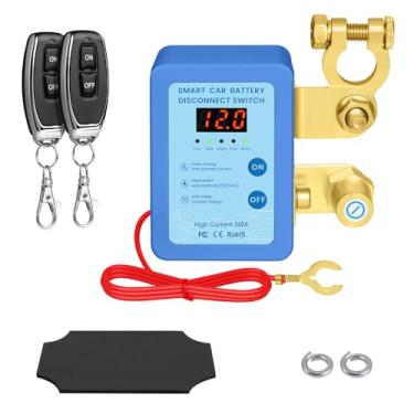 Imagem de Interruptor de desconexão de bateria remoto inteligente 12V 240A | Interruptor anti-roubo com visor de tensão LED | Evita o consumo de bateria para carro, caminhão, trailer, barco - veículo universal