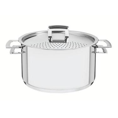 Imagem de Espagueteira Brava Em Aço Inox Fundo Triplo Tampa Perfurada 24 Cm 6,1 