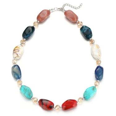 Imagem de Errally Gargantilha de contas grossas para mulheres, colar de contas grandes, bijuterias, presentes para ela, Resina, Sem Pedra Preciosa