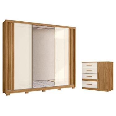 Imagem de Guarda Roupa Casal Arizona E Cômoda Vênus Freijó Off White - Moval