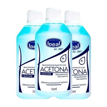Imagem de Removedor de Esmalte Ideal à Base de Acetona 100ml  Kit com três unidades