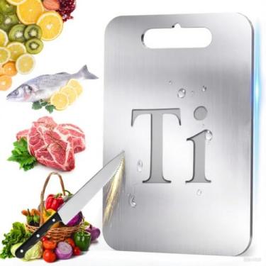 Imagem de Tábuas de corte de titânio para cozinha feitas nos EUA, tábua de corte de titânio 100% puro, dupla face, grau alimentício, não absorve odores, pode ser lavada na lava-louças, tábua de cortar carne e