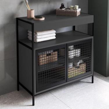 Imagem de Gabinete de Banheiro 80cm Industrial Para Cuba Liny Grafite Z54 - Mpoz
