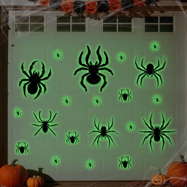 Imagem de 30 peças de ímãs de porta de garagem de Halloween decorações que brilham no escuro aranha adesivos magnéticos capa porta de garagem carro geladeira cozinha lava-louças ímãs para Halloween doces ou