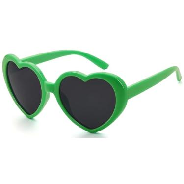 Imagem de IOHLNG Óculos De Sol De Coração Do Dia De São Patrício, Óculos Verdes Da Sorte Irlandesa Para Mulheres E Homens, Não Polarizados, Grandes E Modernos, Óculos De Sol Em Formato De Amor, Retrô, Adoráve