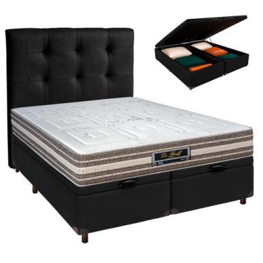 Imagem de Cama Box Bau + Colchão Casal Molas Ensacadas Legriff Sankonfort + Cabe