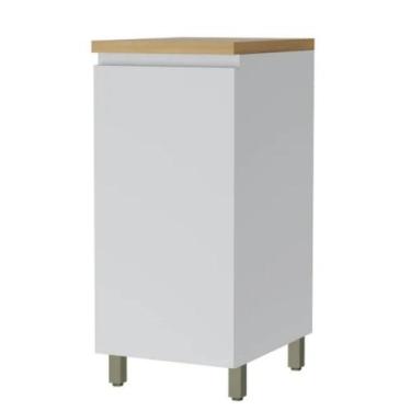 Imagem de Balcão 1 Porta em MDF Rainha Nesher, Branco/Nature