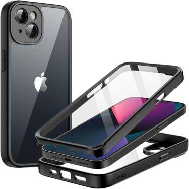 Imagem de JETech Capa para iPhone 13 6,1 Polegadas com Protetor de Tela de Vidro Temperado Embutido, Case Capinha Proteção Resistente de Corpo Inteiro de 360 Graus, Estojo de Robusta à Prova Choque (Preto)