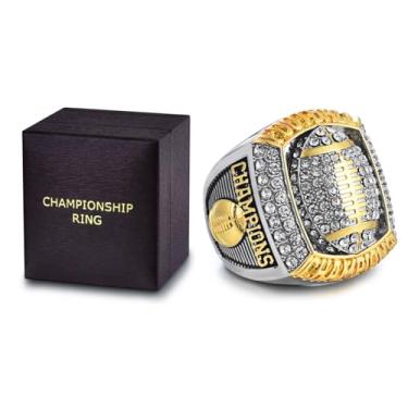 Imagem de charlinliol Anel de campeonato de futebol, cravejado de strass de cristal, dois tons de ouro e prata, lembranças de campeões esportivos