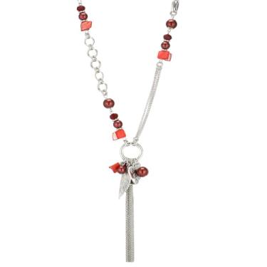 Imagem de Colares femininos com pingente longo Boho prata com pingente de borla com contas, bijuteria, presentes para ela, Pérola, Sem Pedra Preciosa