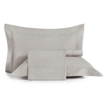Imagem de Jogo de Cama Casal 4 Peças Altenburg Algodão Lux 200 Fios Cinza Inspir