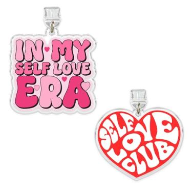 Imagem de Conjunto de 2 peças In My Self Love Era, Pingentes Kindle do Clube do Amor Próprio, Pingente de Plugue de Poeira Motivação, Positividade, Relâmpago de Afirmação/Acessórios de Material Acrílico Tipo C