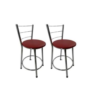 Imagem de Kit 2 Banquetas Bancos Baixa Bistrô Balcão Cozinha Cromada - FortMix, 