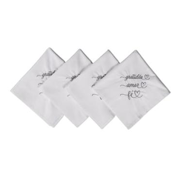 Imagem de Plumasul Kit Guardanapo Bella Mesa Gratidão 100% Algodão Cetim 300 fios4 Peças - Cor Branco