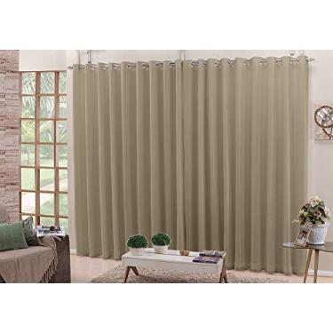 Imagem de Cortina De Varão Voil Bege 5,00x2,60 Forro Blackout Tecido