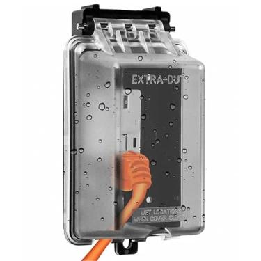 Imagem de ENERLITES IUC1V-D Extra-Duty in-Use Weatherproof Outdoor Decorator GFCI Receptacle Outlets, 1-Gang 6.1" H x 3.4" W x 2.8" D, Clear Cover