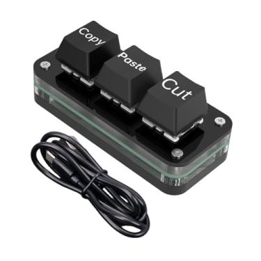 Imagem de Generic Mini teclado mecânico para jogos com 3 teclas, profissional, cantos arredondados, prático, aparência suave, teclado para jogos portátil, Preto Já Definido