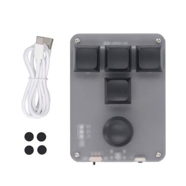 Imagem de ZAWELIYO Mini teclado mecânico personalizável de 4 teclas 1 botão com interruptor azul e luz RGB para jogos e escritório, preto