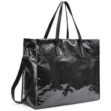 Imagem de Azooken Sacola feminina, TPU à prova d'água e material de papel Tyvek bolsa transversal casual para trabalho, viagem, academia, Preto