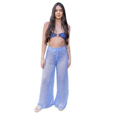 Imagem de Saída de Praia Feminina Calça Tricot Tamanho Único Verão 26 - Sem Marc