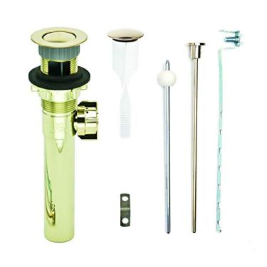 Imagem de PF WaterWorks PF0324-PB-PB Nunca obstrui pia/lavatório, acabamento combinando ABS entupimento, conjunto universal de drenagem pop-up - tampa magnética de fácil remoção (corpo de latão polido com