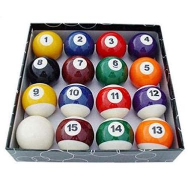 Imagem de Jogo de Bolas de Sinuca 54mm Faixada Do 9 ao 15 + Bolão 54mm + 1 Giz m