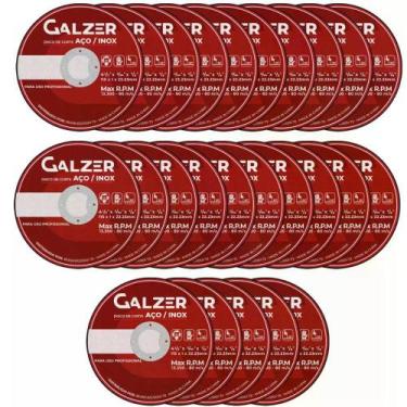 Imagem de Kit 25 Disco de corte fino Aço/Inox 4.1/2 - Galzer