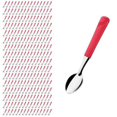 Imagem de Kit 240 Colheres de Chá Aço Inox e Plástico Vermelho Luna - Taumer, Lu