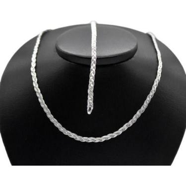 Imagem de Gargantilha E Pulseira Folheadas A Prata Trançada 03 Fios - Papillon S