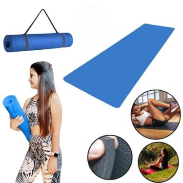 Imagem de Tapete Yoga MatConfortável Grosso Colchonete Tatame Exercício em Casa(Azul,Sem Alça)