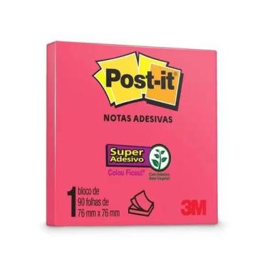 Imagem de Bloco adesivo 3M post-it 76X76mm rosa poppy 90 folhas