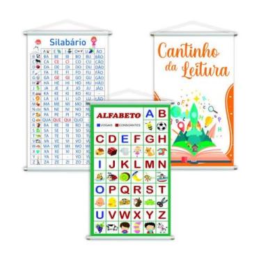 Imagem de Silabário + Leitura + Alfabeto Vogais Kit 3 Banners 80X50Cm - Plimshop