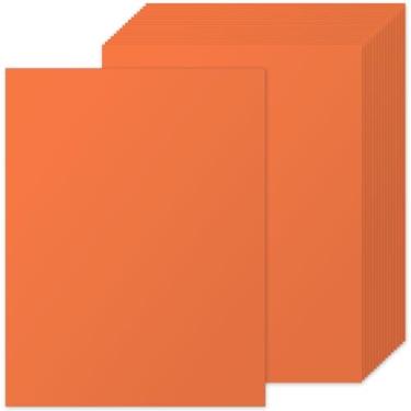 Imagem de 25 folhas de papel laranja, cartolina de 8,5 x 28 cm de espessura para Halloween, convites, cartões comemorativos, artesanato, graduações 250 g/m² papel pesado para scrapbook (laranja)