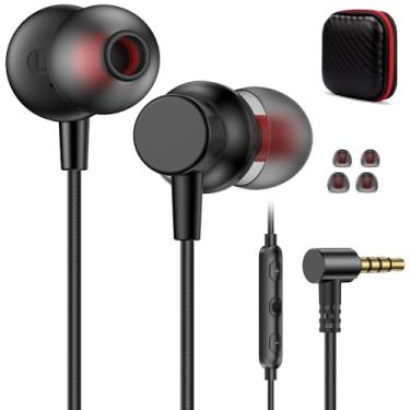 Imagem de Fones de ouvido com fio de 3,5 mm com microfone, fones de ouvido intra-auriculares de 1,8 m de comprimento com fio para laptops Samsung Chromebook PC escola, fones de ouvido com fio estéreo com