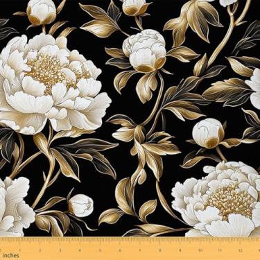 Imagem de Erosebridal Tecido peônia por The Yard Tecido de estofamento floral botânico flores vintage tecidos decorativos plantas de jardim flor arte faça você mesmo, 2 jardas