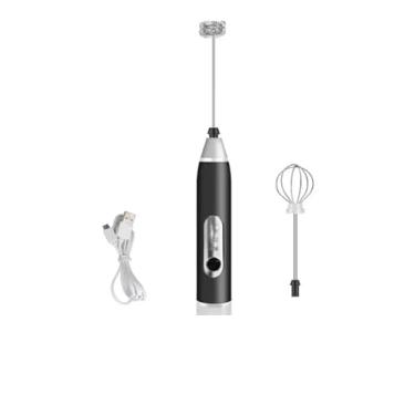Imagem de Mini Mixer de leite elétrico portátil Mixer Elétrico Recarregavel USB misturador Batedor de Ovos/Leite/Café Batedor de ovos aço inoxidável 3 velocidades (PRETO)