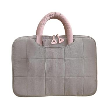 Imagem de KiBcsLic Pasta protetora para laptop, bolsa casual elegante e portátil para notebook, bolsa de mão para viagens, escritório, faculdade, trabalho, deslocamento, Cinza