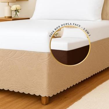 Imagem de Saia para Cama Box Solteiro Matelada Dupla Face, Decoração Premium com Desenho Exclusivo (AVELA-TABACO)
