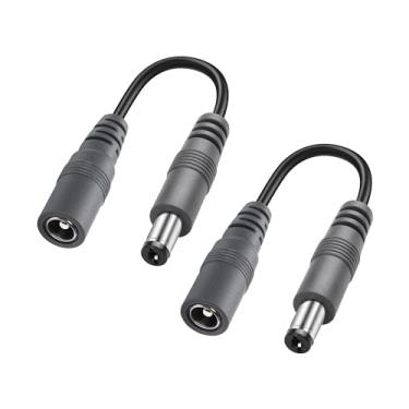 Imagem de GINTOOYUN Pacote com 2 cabos de extensão de alimentação DC, cabo de extensão de 5,5 mm x 2,1 mm, extensor DC macho para fêmea para câmera interna CCTV IP, fita de LED, adaptador de alimentação CC