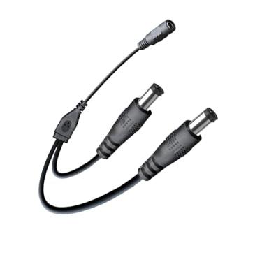 Imagem de Cabo divisor de energia CC, pacote com 2, 1 fêmea para 2 machos de 5,5 mm x 2,1 mm, cabo adaptador de energia para câmeras CCTV, fitas de LED, sistemas de segurança e mais dispositivos de baixa tensão