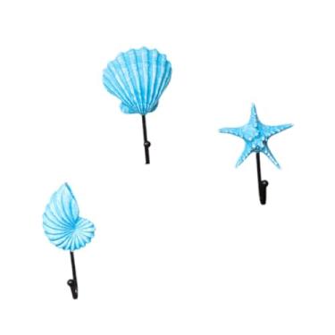 Imagem de Generic 3 peças cabide para casaco, porta-chaves, decoração para casa, cabide de parede de ferro, ganchos decorativos para corredor, quarto, entrada, bolsa, Azul