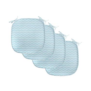Imagem de Lunarable Conjunto de 4 almofadas de assento para cadeira, verde-menta, minimalista, inspiradas no oceano, imagem de ondas em forma de ziguezague, acolchoamento antiderrapante para cozinha e pátio, 41